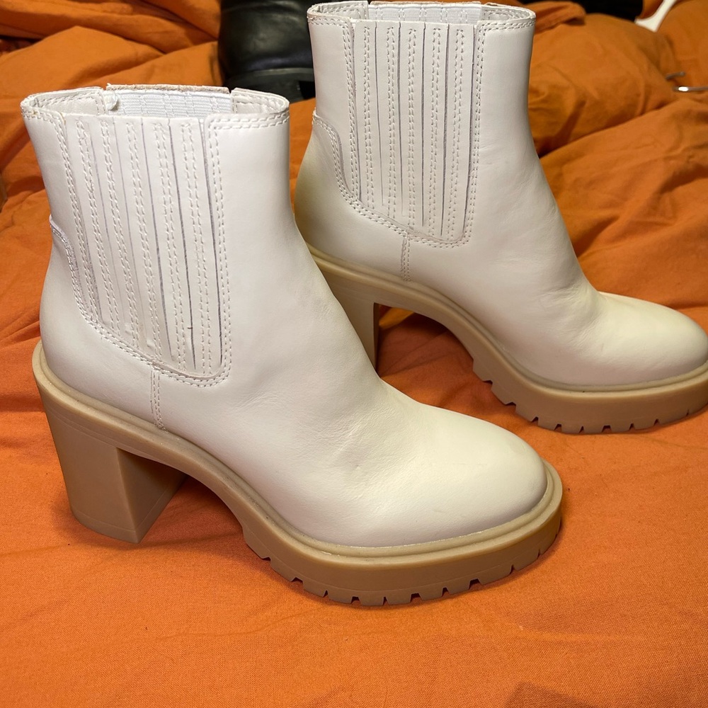 Dolce Vita White Leather Ankle Boots